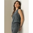 thumbnail image 4 of DARING DIVA Women's V-Neck Button-Down Work Blazer Vest Waistcoat XS Gray, 4 of 6
