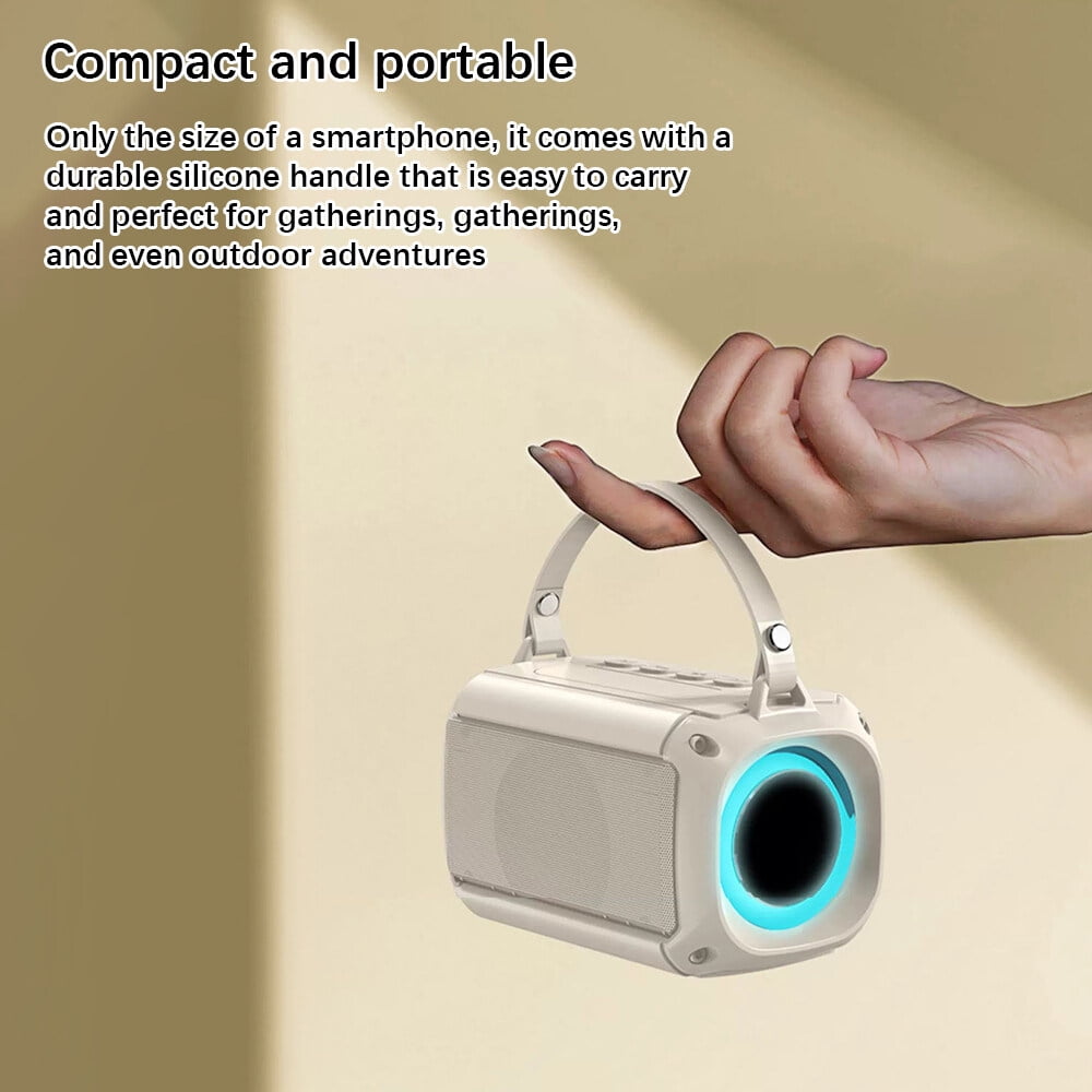 Mini Karaoke Machine with 2 Wireless Microphones Portable BT Speaker Rechargeable 5W LED Colorful Changing Lighting Handheld Mic Karaoke Speaker Gifts for Girls Boys Birthday Party Home KTV Set