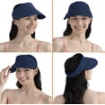 thumbnail image 6 of SUN CUBE Women Sun Visor Hat, Straw Beach Hat Wide Brim Visor UV Protection, Foldable Packable Cap, Roll Up Ponytail Large Sunhat, Summer Travel Golf Visor Pool Garden Fishing, UPF 50+, Navy Blue, 6 of 8
