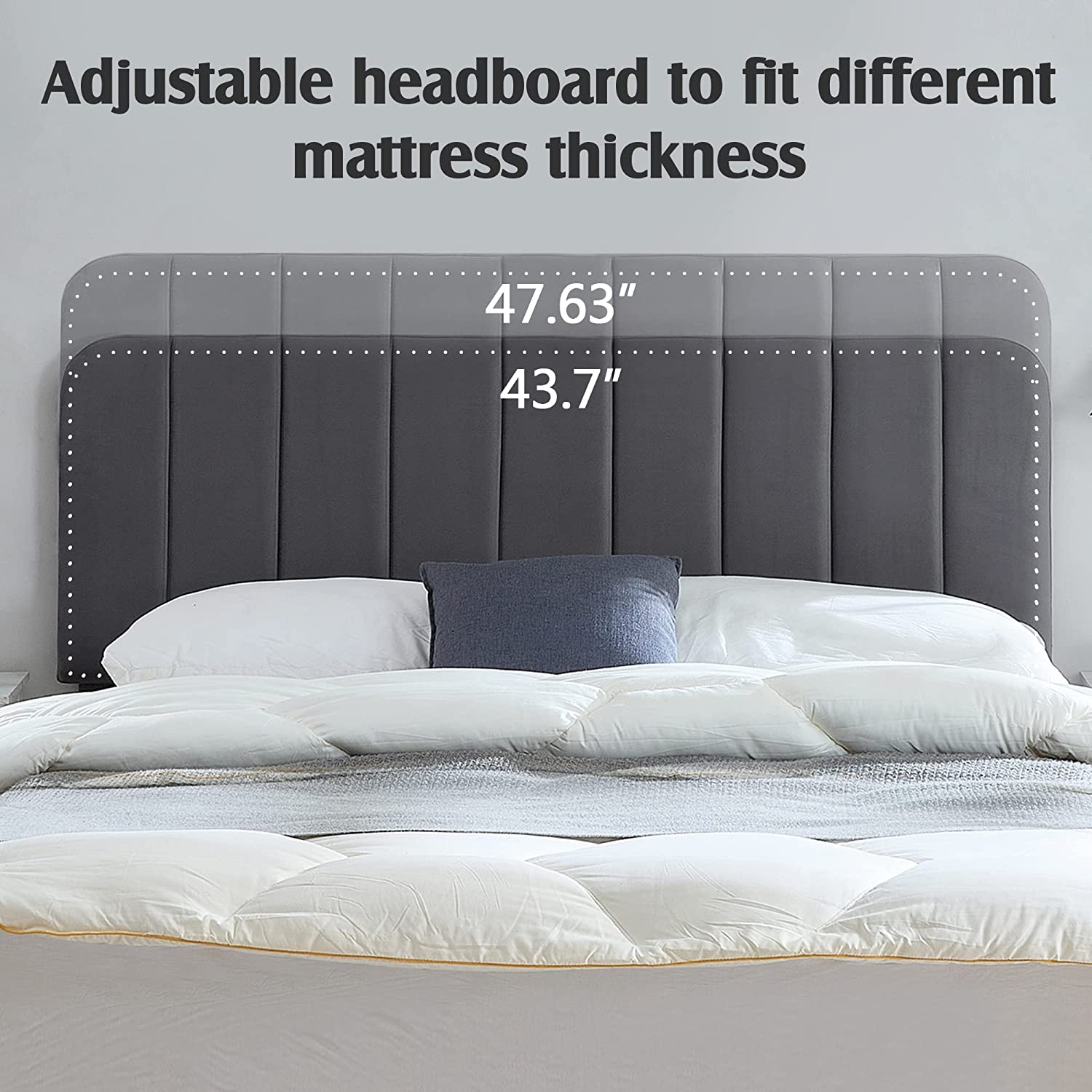 VECELO Full Size Upholstered Beds, Modern Platform Bed Frame with Adjustable Headboard, Wooden Slats Support/No Box Spring Needed, Dark Gray
