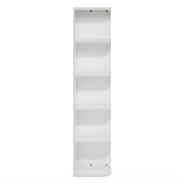 Furinno, Corner Open Shelf Bookcase, 5-Tier, White - Walmart.com
