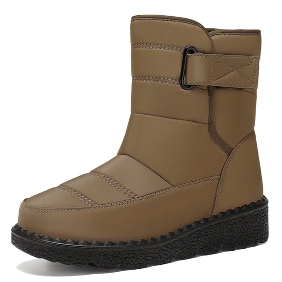 Snow Boots for Women,Women's Winter Boots Mid Calf Insulated Lined Lace Up Fashion Thermal Traction Footwear,Winter Boots for Women,Coffee,5.5