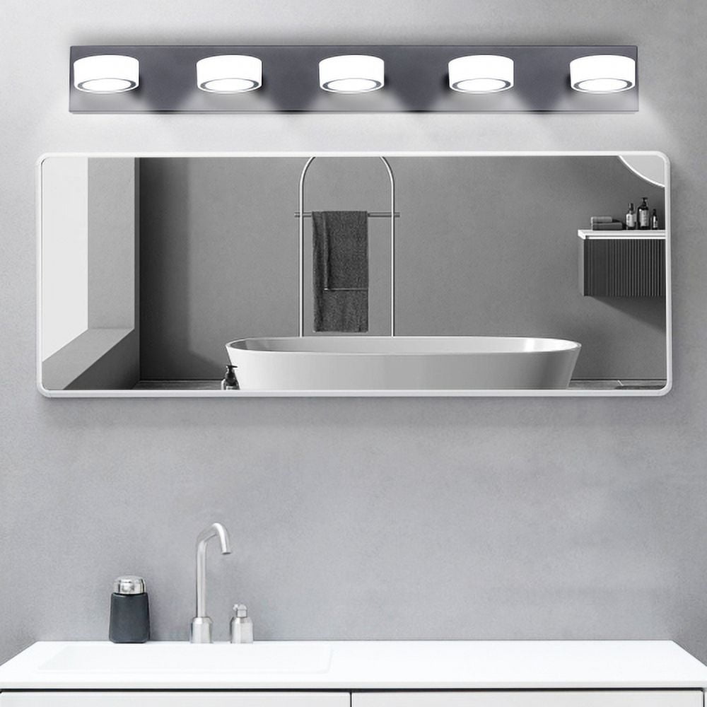 ACE-LIGHTS,Modern 5-Light Rotatable & Dimmable LED Vanity Light Fixture with Acrylic Shades,Energy-Efficient Bathroom Wall Sconce for Bathroom,Dressing Room,Mirror Cabinet,Living Room(Black）
