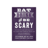 Personalized Halloween Invite - Eat Drink - 5 x 7 Flat