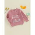 thumbnail image 3 of Suealasg Newborn Baby Girl Knit Sweater Round Neck Long Sleeve Colorful Letter Embroidery Knitwear Pullover Sweatshirt 3 6 9 12 18 Months Infant Fall Winter Clothes, 3 of 7