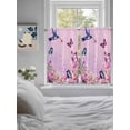thumbnail image 3 of Pink Flower Bathroom Window Curtain, Spring Floral Butterfly Elegant Pastoral Birds Light Filtering Coffee Kitchen Curtains, Bedroom Living Room Curtains 2 Panel 84"x45", 3 of 6