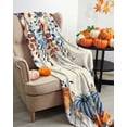 thumbnail image 3 of Thanksgiving Pumpkins Flannel Blanket for Bed,Travel and Camping, Orange Leaf Flowers Retro Text Texture Super Soft Cozy Blanket for All Seasons 50"x80", 3 of 6