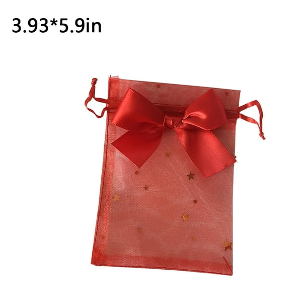30Pcs Tulle Bag Transparent Exquisite Drawstring Pouch Yam Bags Jewelry Soap Pouches Bowknot Candy Pocket Wedding Party red 10 15cm Walmart