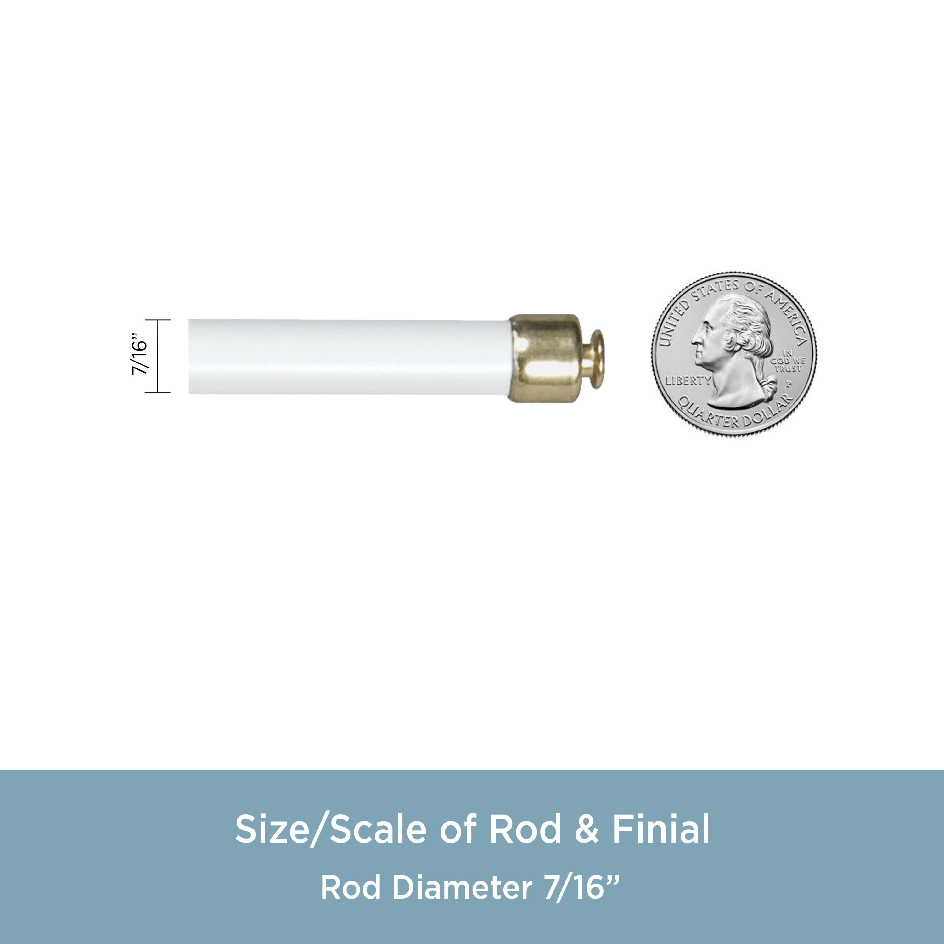Kenney 7/16" Round Sash Curtain Rod 48-84 Inch White Finish