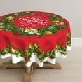 thumbnail image 1 of Christmas Tablecloth Round 60 Inch Christmas Wreath with Garland Tablecloth Red Table Cover for Dining Kitchen Holiday Party Picnic Home Decor, 1 of 6