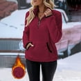 thumbnail image 2 of Shadoumai Sherpa Fleece Quarter Zip Pullover For Women Long Sleeve Fluffy Soft Sweaters Jacket Plus Size Winter Coats With Pockets, 2 of 6