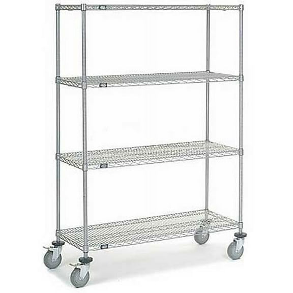 Nexel Chrome Wire Shelf Truck, 48x18x69 1200 Pound Capacity
