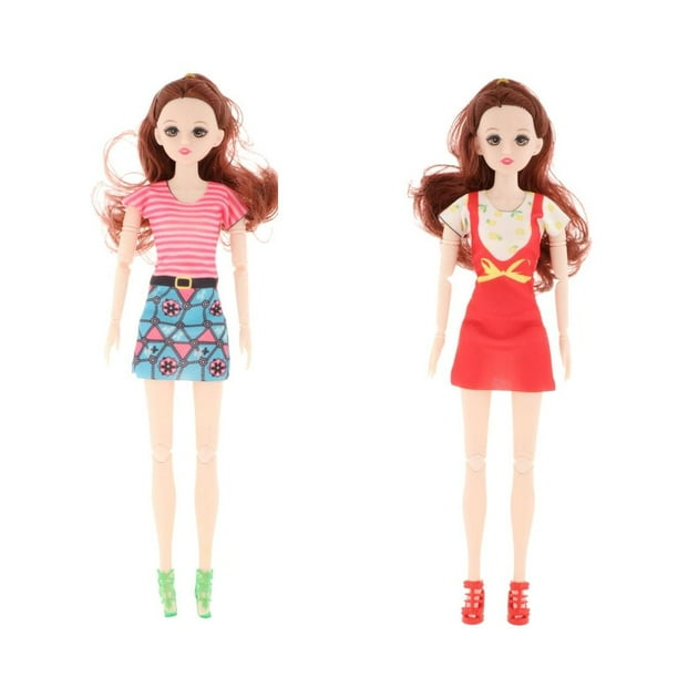 2 Munecas Flexibles Pulgadas con Rotula Juguete de Muneca Princesa de Moda con Juego Completo de Ropa Zapatos Peluca Recta 30 Macarena Muneca articulada Bodega Aurrera en linea
