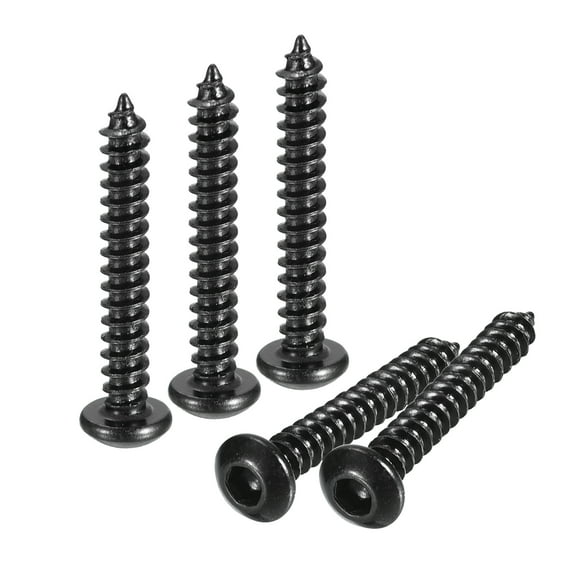 Uxcell Hex Socket Self Tapping Screws, M3 x 20mm Carbon Steel Wood Screw 25pack