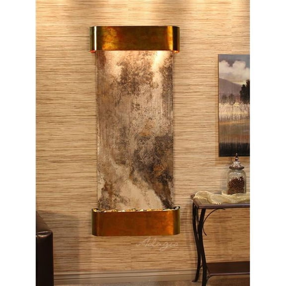 Adagio IFR1008 Inspiration Falls-Round-Rustic Copper-Magnifico Travertine Wall Fountain