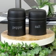 thumbnail image 2 of AuldHome Design Salt and Pepper Shaker Set (Black); Contemporary Modern Farmhouse Retro Enamel Style Shaker Set, 2 of 9