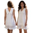 thumbnail image 2 of LMLYSoH Women's Summer Mini Dress Sleeveless Casual Loose Fit Dress Wide Pointed Collared and Lace Trimmed Hem, 2 of 9