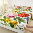 thumbnail image 3 of jejeloiu Retro Rustic Flower Twin Sheet Sets,Cute Daisy Floral Twin Fitted Sheet,Green Yellow Pink Flat Sheet For Girls Kids,Super Cozy Room Decor,3 Pieces, 3 of 7