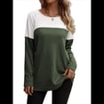 thumbnail image 1 of Camisetas de Punto Gofre para Mujer, Camisetas de Larga con Bloques de Color y Detalle de Botones, Túnicas Verde Oliva M, 1 of 10