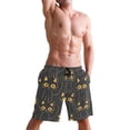 thumbnail image 5 of Dailycode Men's Quick Dry Swim Trunks Beach Shorts Casual Summer Board Shorts with Pockets, Black Cats Lines, 5 of 8