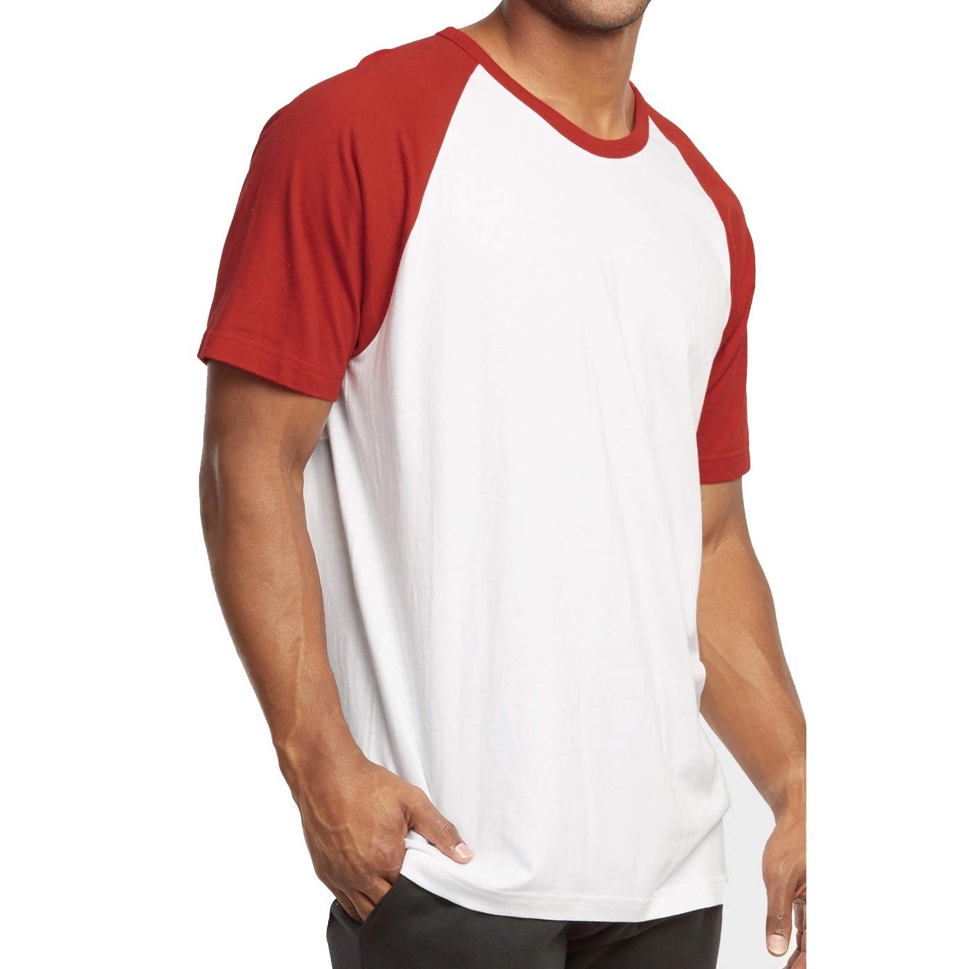 DailyWear Mens Casual Short Sleeve Plain Baseball Cotton T Shirts RED