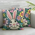 thumbnail image 3 of JEUXUS Cofox Easter Bunny Pillow Covers Spring Flower Butterfly Throw Pillow Cases Floral Pillowcases Farmhouse Holiday Cushion Cover for Home Couch Bed Sofa Double Side, 3 of 5