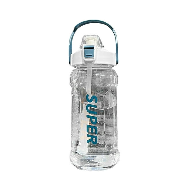 Botella de Agua con Paja 2 Litros Botella de Agua Deportiva de Gran Capacidad Moda Tendencia Taza de Paja con Escala Portátil Y Simple Fuga Y Botella de Agua Deportiva a Prueba de Rompimientos