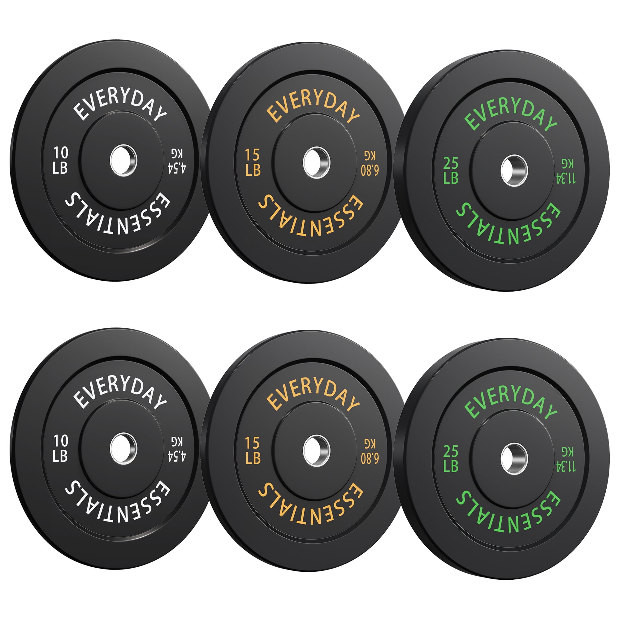 INTRTLOCKINGING TILES 100 LB Bumper Plates, 2-Inch Olympic Black Rubber Weight Set for Home Workouts, Weightlifting and Strength Training
