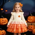 thumbnail image 4 of ASEIDFNSA Girls Halloween Ghost Dress with Headband Long Sleeves Tulle Skirt and Ruffle Hem (Orange,3-4 Years), 4 of 4
