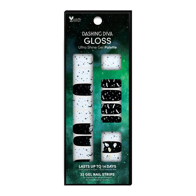 Tiras de uñas Dashing Diva Gloss para Halloween - Spell on You | Lindas pegatinas de gel de larga duración sin rayos UV | Archivo de almohadilla de preparación de 32 envolturas incluido