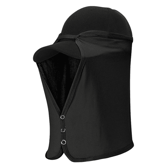 Short sunscreen hood, summer men's and women's neck protection, anti-ultraviolet ice silk long shawl mask - black