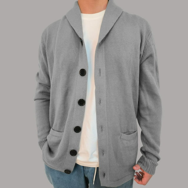 Manteau Cardigan pour Homme, Tricot Surdimensionné en Mélange d'Acrylique avec Col Rabattu, Veste d'Hiver Décontractée à Manches Longues Boutonnée devant pour Mode Urbaine Quotidien