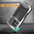 thumbnail image 3 of ELEHOLD Rugged Full Body Case for iPhone 16 Pro with Slide Lens Protector Built-in Screen Protector Foldable Kickstand Military Grade Shockproof Heavy Duty Case for iPhone 16 Pro,Silver, 3 of 7