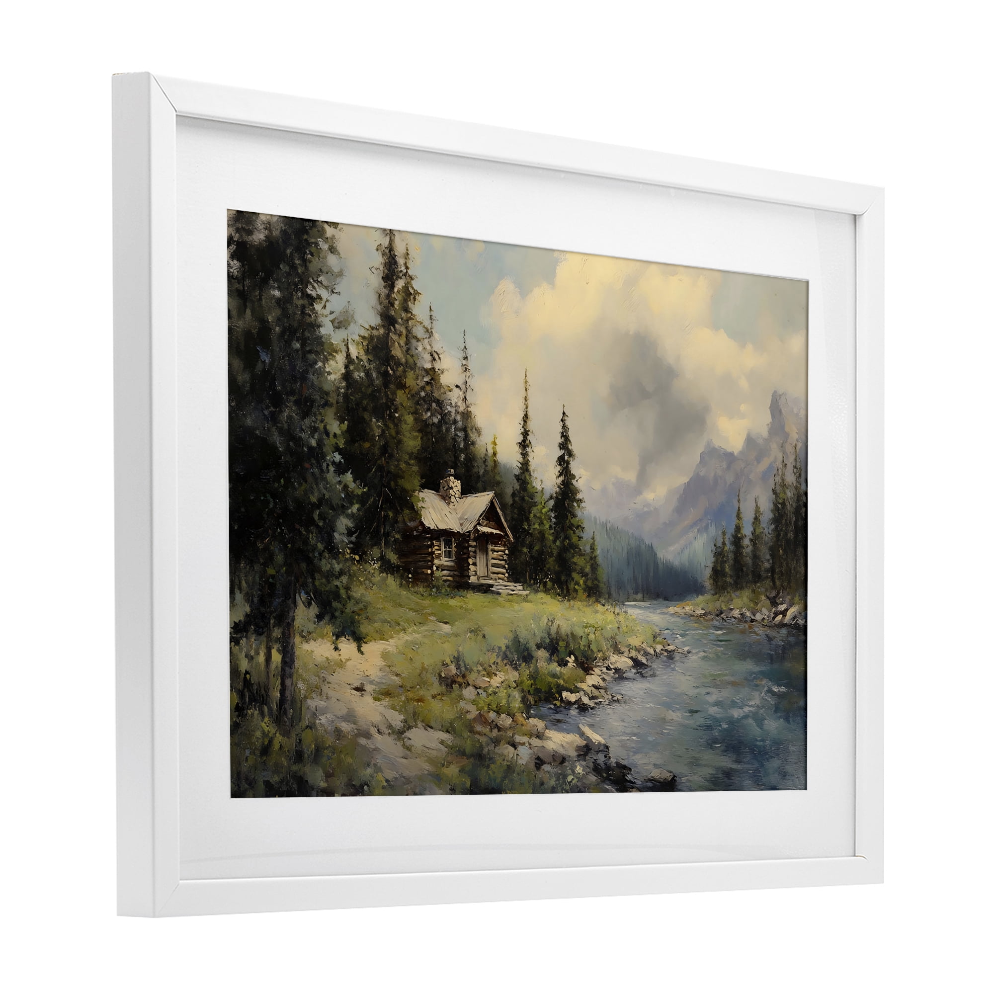 Stupell Industries Creek Cabin Riverside Retreat White Framed Print Under Glass, design by Franklyn Gregory