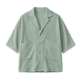 thumbnail image 4 of Avirosel Men's Cuban Camp Collar Shirt Short Sleeve Casual Summer Button Down Gauze Shirt with Pockets Breathable Relaxed Fit Vacation Top Green, 4 of 8