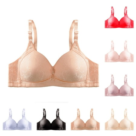 Sentmoon Bras for Women Seamless Lift Adjustable Strap Push up Bra No Underwires Back Buckle Comfortable Solid Color Sleep Bralettes Fashion for Beach Vacation Pink L