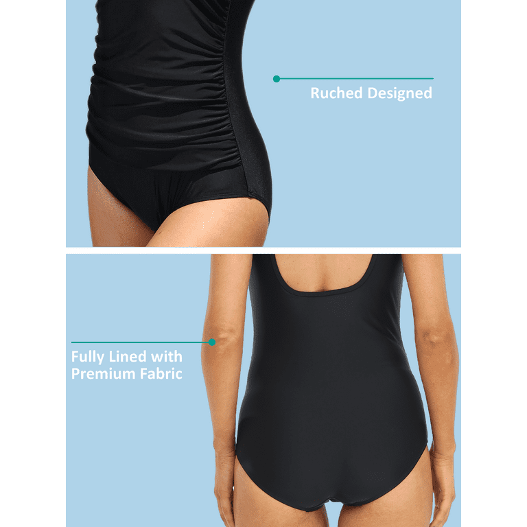 BIMEI One Piece Mastectomy Swimsuits for Women with Ruching