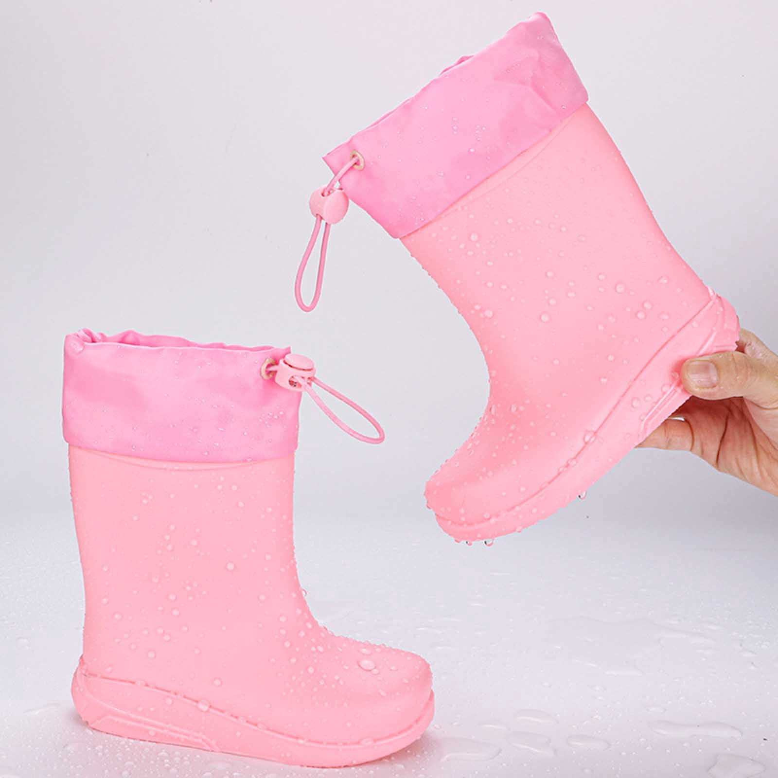 Gelikeya Toddler Rain Boots Soft and Breathable Fashion Cool Rain Shoes Boys' Fashion (Pink, Size 7-8 Years)