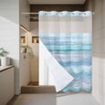 thumbnail image 4 of Summer No Hook Shower Curtain with Snap in Liner Gradient Blue Wood Grain Rustic Farmhouse Modern Waterproof Bathroom Shower Curtain with See Through Top Window for Bathtub 60" x 72", 4 of 9