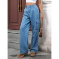 thumbnail image 5 of Women'S Baggy Jeans Pull on Stretchy Loose High Waisted Wide Leg Denim Pants Y2K 90s Denim Blue XXL, 5 of 8