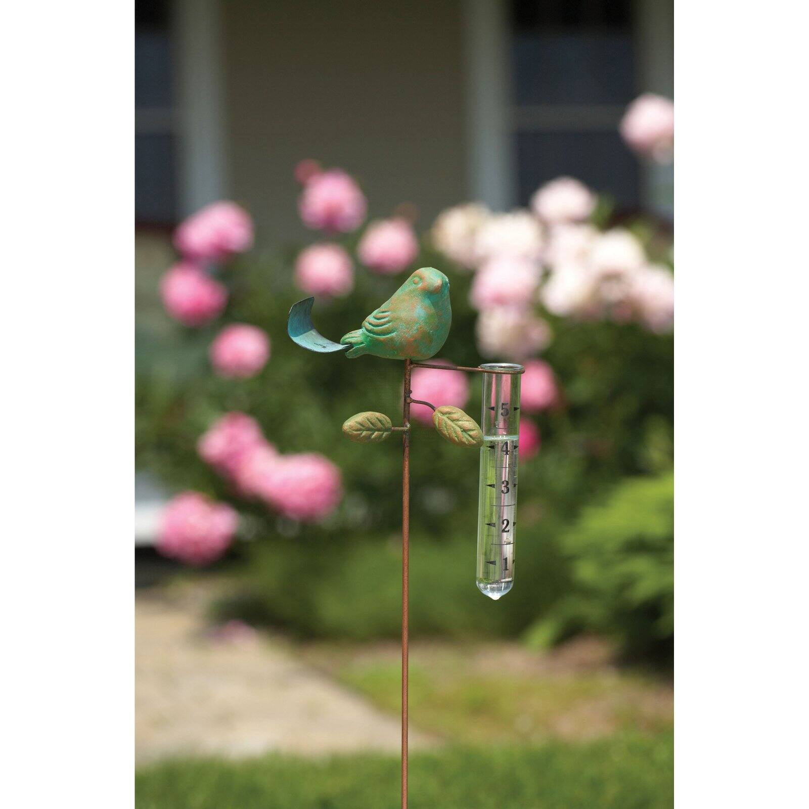 Teal Bird Rain Gauge