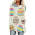 thumbnail image 2 of Tdoqot Easter Shirts for Women Plus Size- Casual Long Sleeve Cute Loose Fit Crewneck Blouse Tops Multicolor Size 4XL, 2 of 5