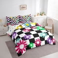 thumbnail image 3 of Homewish Boys Girls Groovy Flower Twin Bedding Sets 7-Piece,Geometric Plaid Bedding Comforter Set Microfiber,Vintage Aesthetic Breathable Sheet Sets,Breathable Home Decor,Reversible, 3 of 8