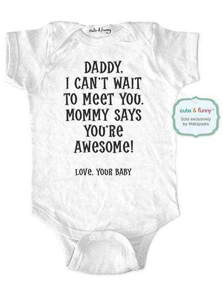 Hello Daddy I cant wait to meet you Gerber Onesie baby shower Bodysuit 