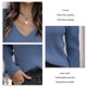thumbnail image 5 of Suéter Otoño Invierno V cuello puro color puff manga larga moda Slim casual mujeres suéter para interior al aire libre, 5 of 6