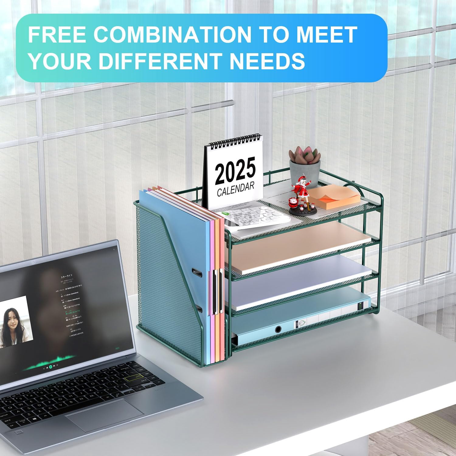 4-tier Paper Organizer With Magazine Holder  Desk Organizers And Accessories & Workspace File For Office Supplies Storag (green 4-tier)