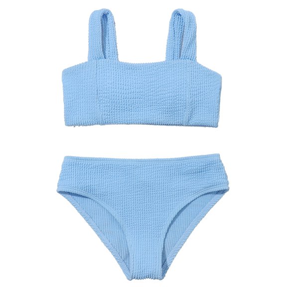 GYRATEDREAM Girls Swimsuit Solid Color Swimwear Kids Two Piece Bathing Suits Bikini Set for Girls 7-12 Years