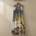thumbnail image 5 of Xoenoiee Yellow Floral Rock Ink-Wash Print Women's 2026 Summer Casual Crewneck Boho Maxi Dress, Ankle-Length Sleeveless Sundress with Pocket, Cotton Linen Loose Fit Tank Dress Resort Wear, Size S, 5 of 7