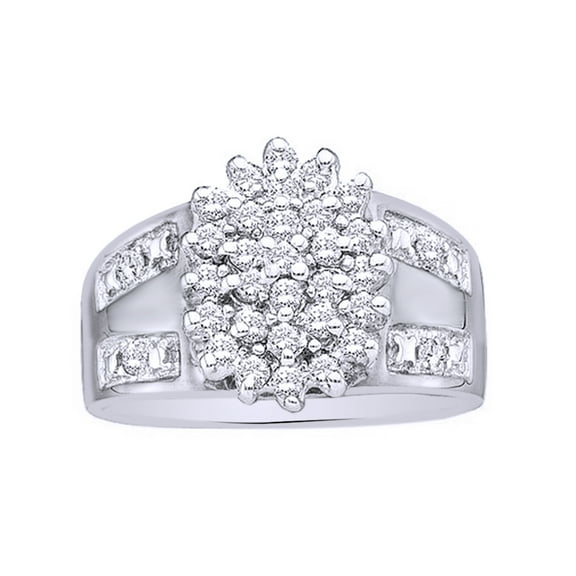 AFFY White Natural Diamond Cluster Ring In 10k White Gold (0.5 Cttw)