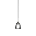 thumbnail image 1 of Toltec Paramount 1 Light Mini Pendant In Matte Black And Brushed Nickel Finish With 5" Clear Ribbed Glass, 1 of 1